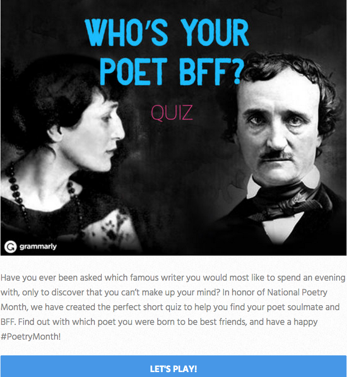 Grammarly Poet BFF Quiz Invitation Image