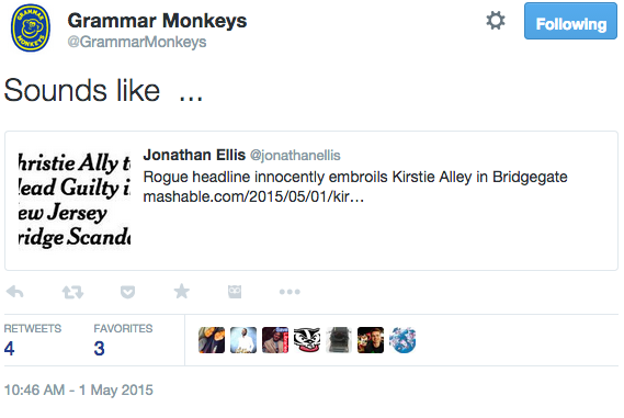 Grammar Monkeys Tweet Sample